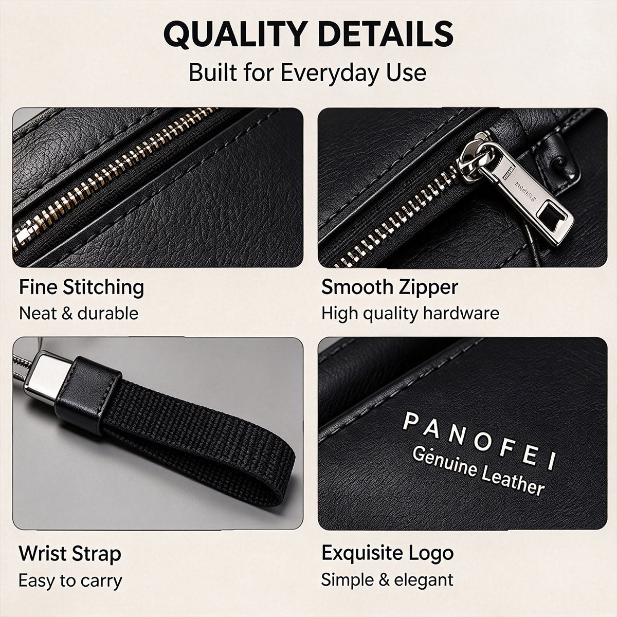 Men's Plain Black Business Style Long PU Leather Wallet - Stylish Clutch with Phone Pocket
