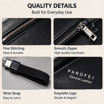 Men's Plain Black Business Style Long PU Leather Wallet - Stylish Clutch with Phone Pocket