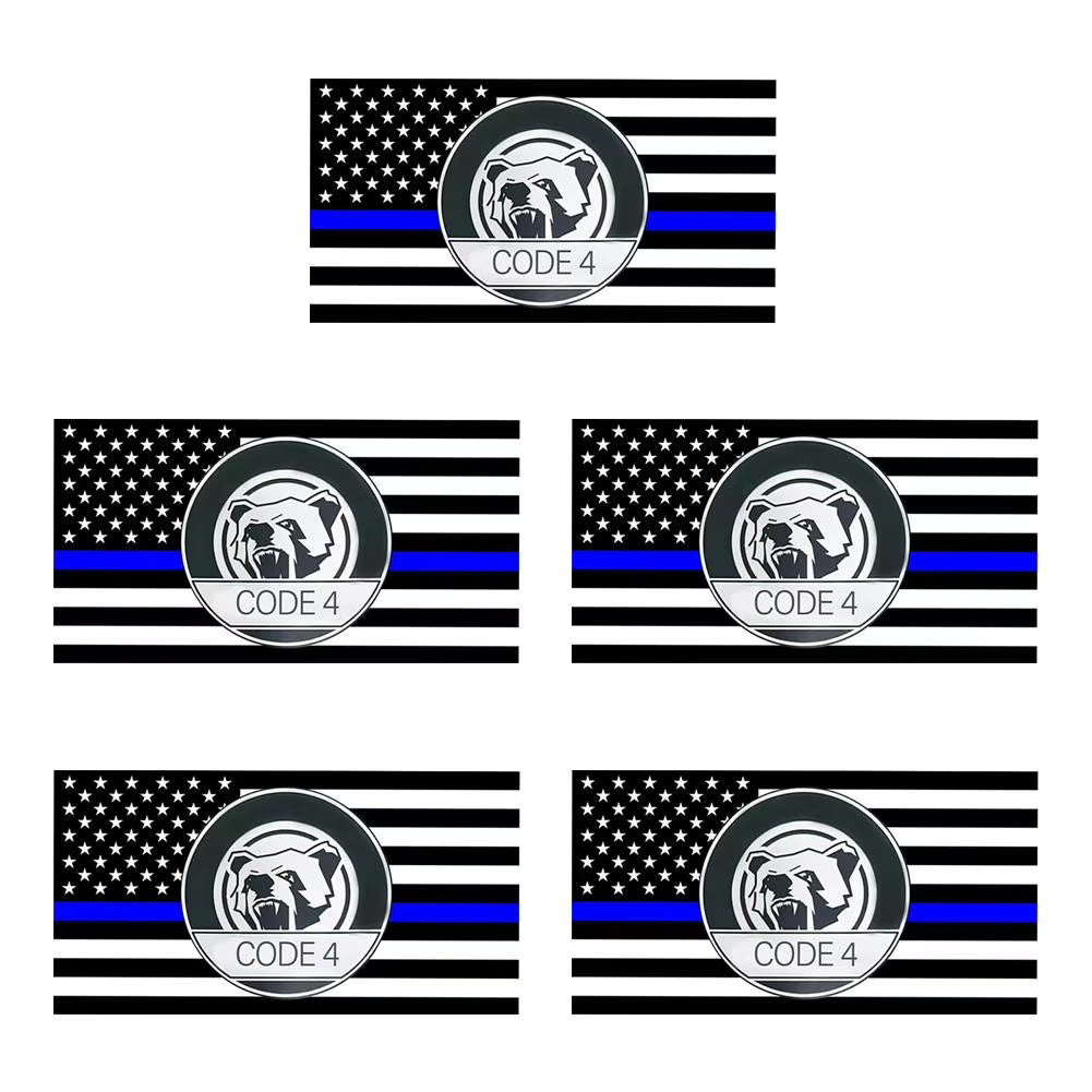 5PCS Thin Blue line Sticker Code 4 - American Flag Thin Blue Line Car Decal