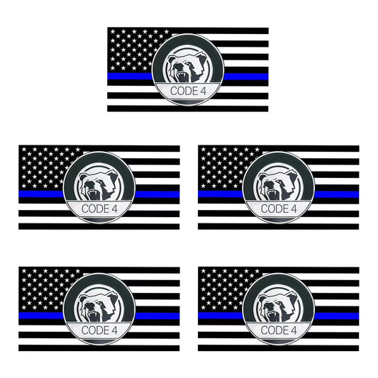5PCS Thin Blue line Sticker Code 4 - American Flag Thin Blue Line Car Decal