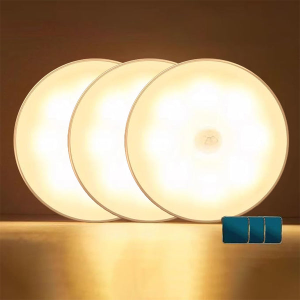 3 Pcs Rechargeable Motion Sensor 3 Color Night Light for Bedroom, Hallway, Cabinet
