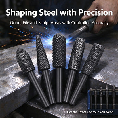 5PCS Rotary Rasp Carbon Steel Cutter Drill Bits Rasp for Steel Grinding Carving