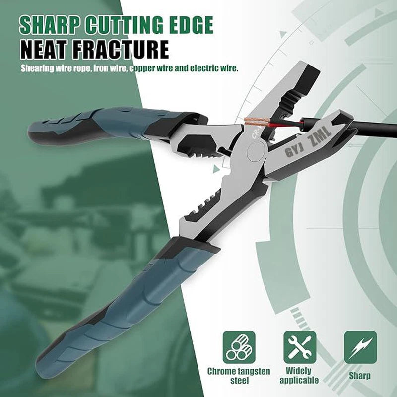 6-In-1 Multi-Function Wire Stripper Pliers CR-V Steel Diagonal Cutters