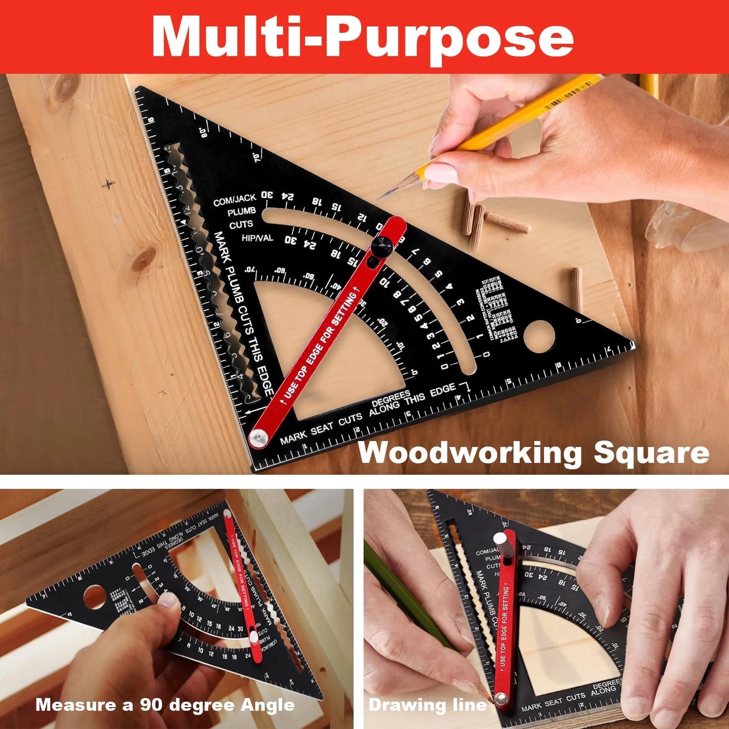 Aluminum Alloy Woodworking Tools Adjustable Rafter Square Carpenter Tools