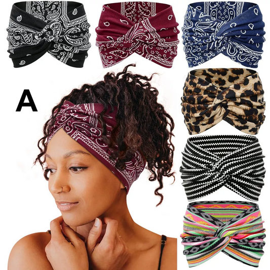 6-Piece Bohemian Style Wide Headband Set for Women