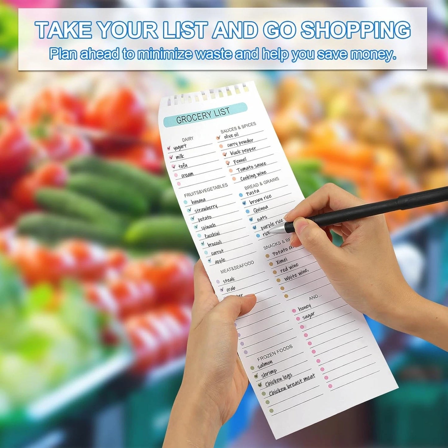 Magnetic Weekly Meal Planner Pad Grocery List 50 Sheets Adults Meal Planning Notepad