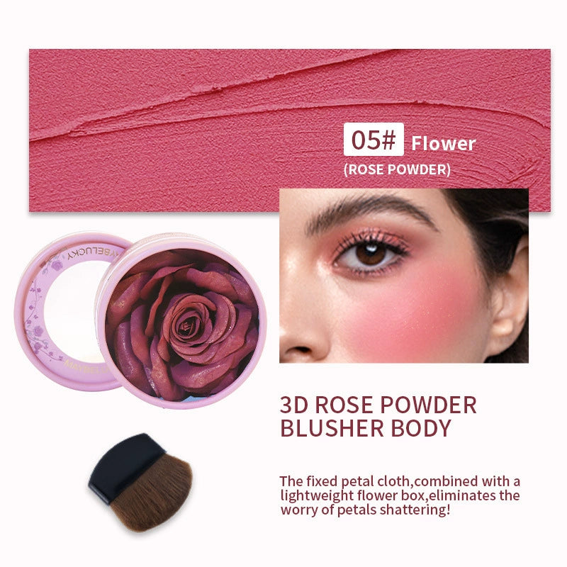 3D Rose Petal Blush Highlights Natural Makeup