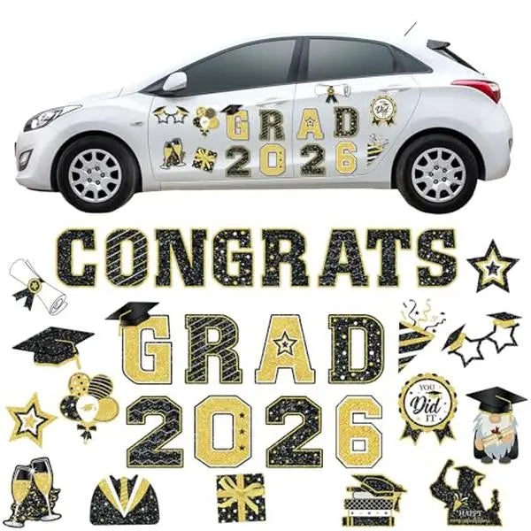 30PCS 2026 Graduation Car Magnets Congrats Grad Magnetic Bumper Stickers