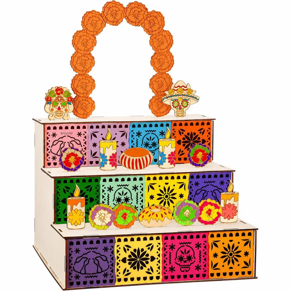 Mexican Day of the Dead 3-Tier Wooden Altar Display Set
