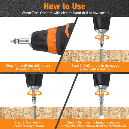 Damaged Screw Extractor Set - Remover for Stripped Head Screws Nuts & Bolts