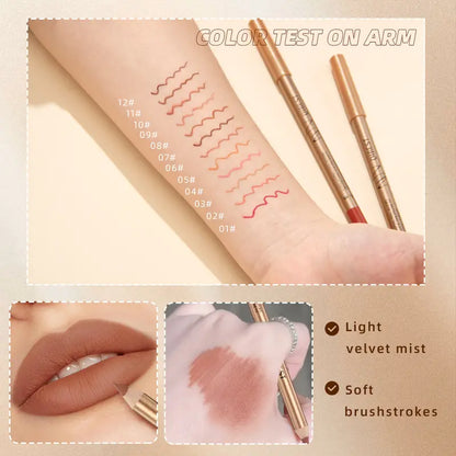 Qibest 12 Colors Lip Liner Set Matte Waterproof Smooth
