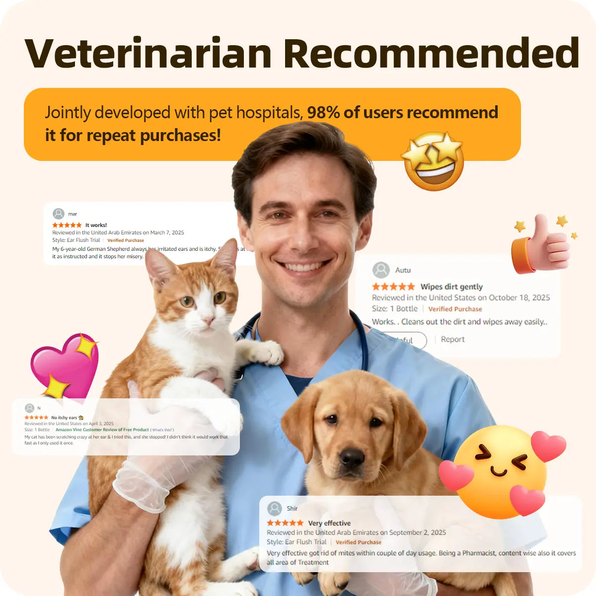 Ear Cleaner Ear Drops for Dogs&Cats Ear InfectionEar Mites Treatment