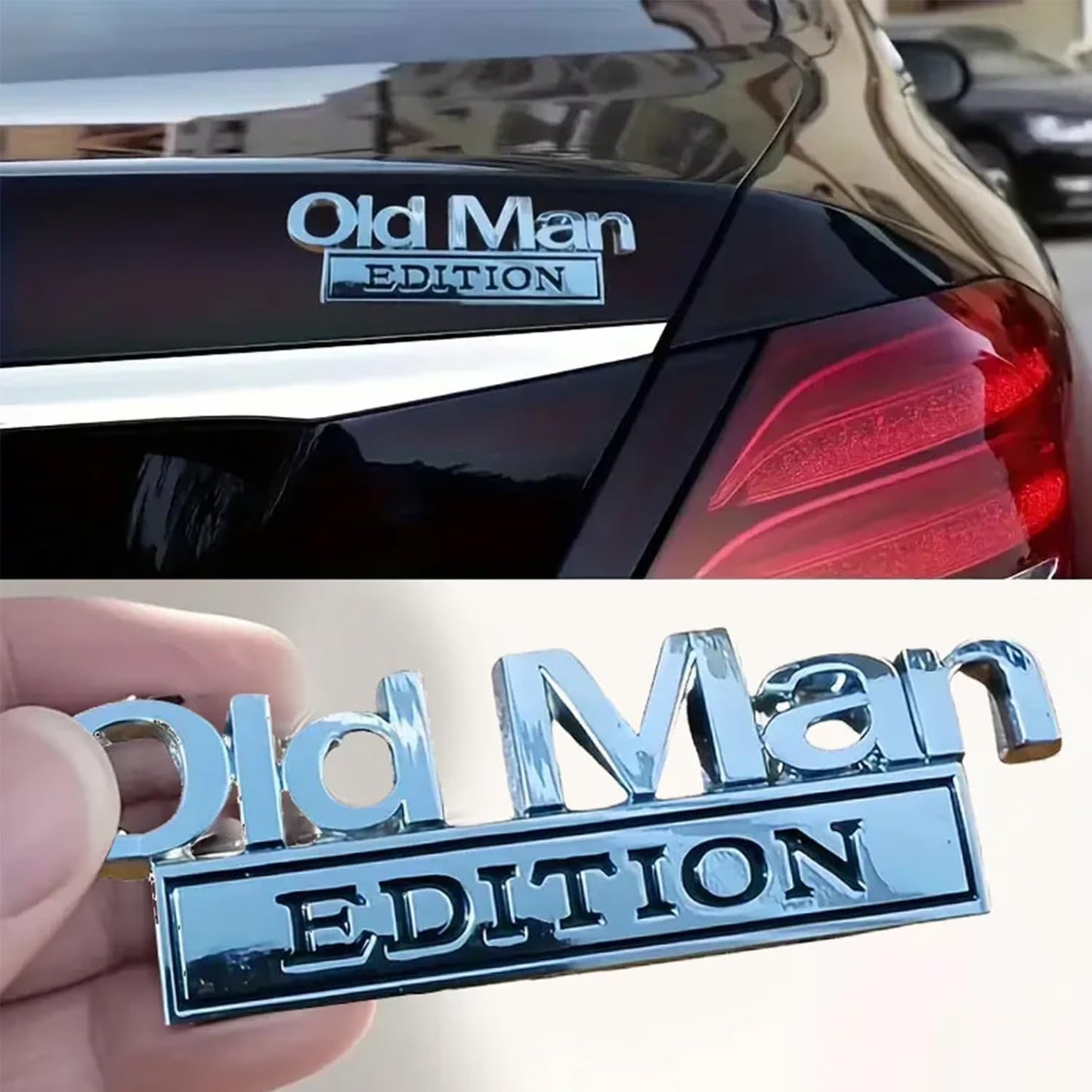 2PCS Old Man Edition Car Emblem 3D Metal Sticker Badge