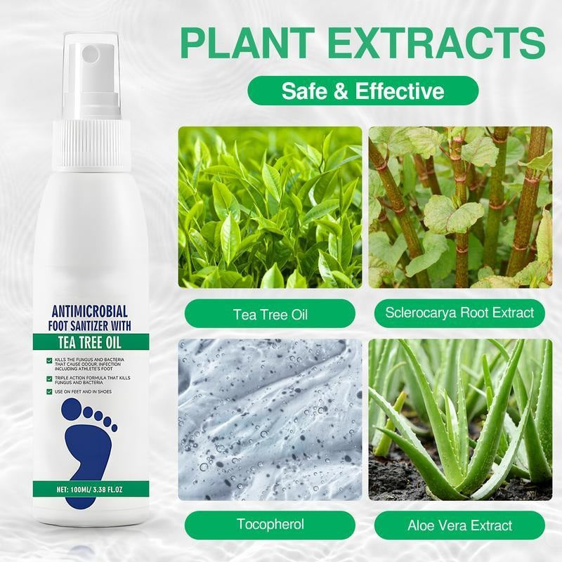 Tea Tree Oil Foot Spray - Plantar Moisturizing Deodorant for Odor Control & Dry Feet Care