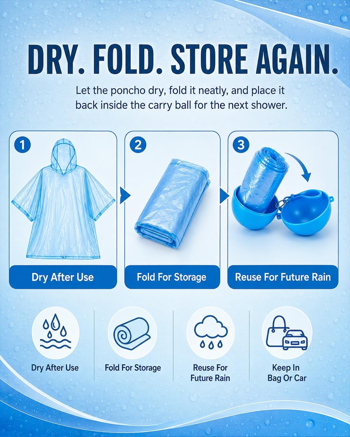 5 Pack Portable Hooded Rain Poncho with Keychain Ball, Waterproof Raincoat with Clip-On Case Disposable Emergency Rain Gear