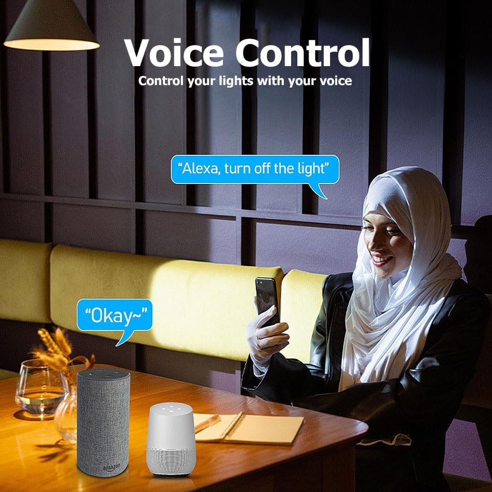2Pack RGB Smart Light Bulbs Compatible with Alexa & Google Home