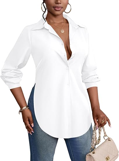 Women's Minimalist Asymmetric Long-Sleeve Shirt