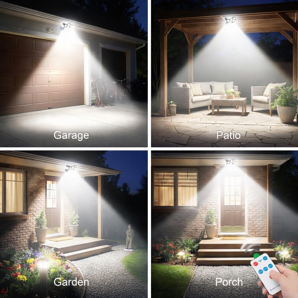 Solar Security Waterproof Motion Sensor Wall Lights with Remote