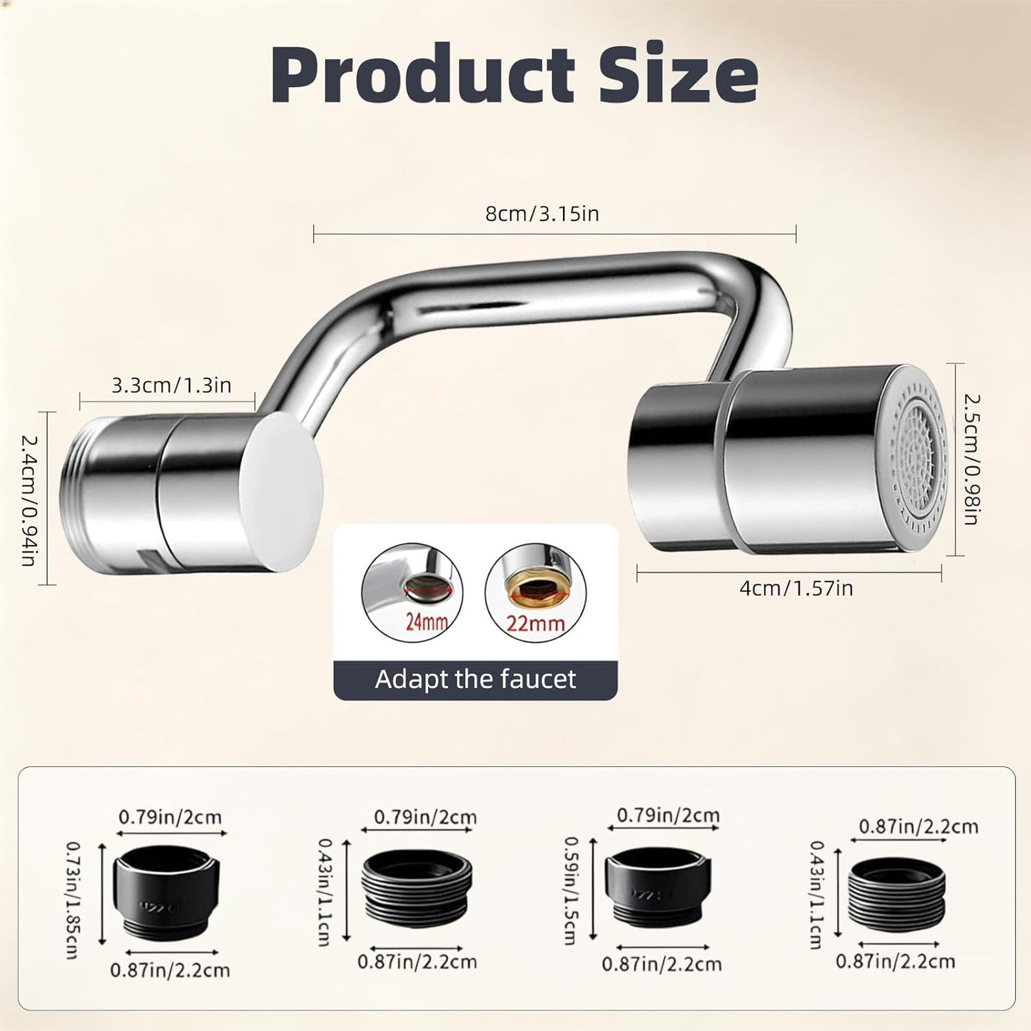 Universal Stainless Steel 360° Rotatable Faucet Aerator Extension