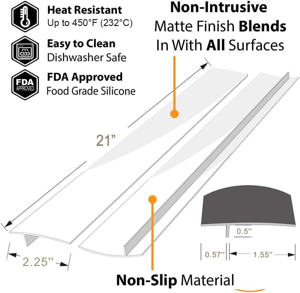 21" Silicone Stove Counter Gap Cover , Easy Clean Gap Filler Sealing Spills