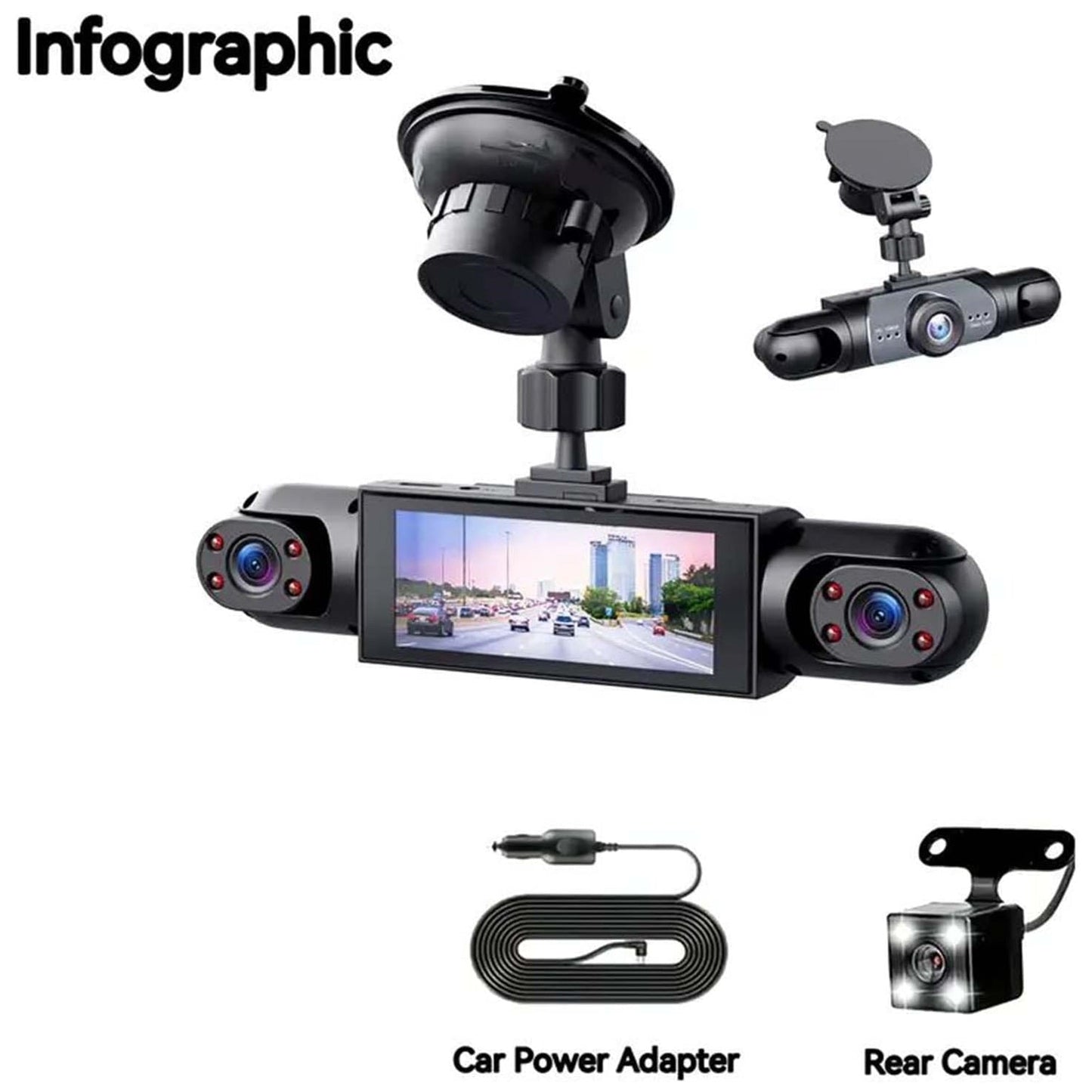 Full View Car Dashcam System - 360° 4 Channel Dash