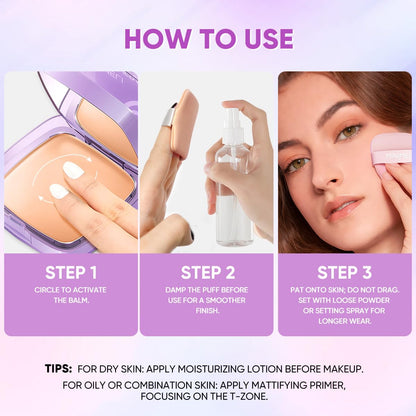 Full Coverage Creamy Foundation Waterproof with SPF 30+++ Blurring, Smoothing & Nourishing