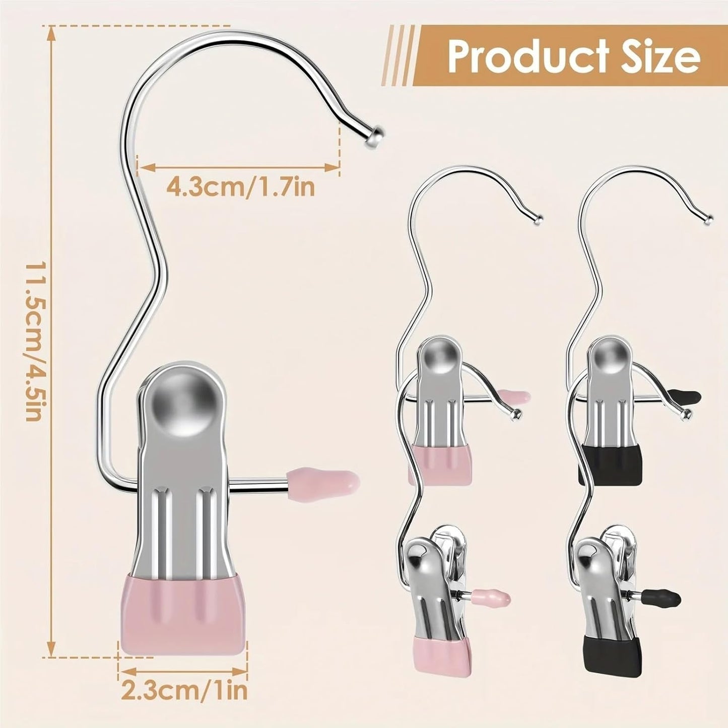 20Pcs Multifunction Stainless Steel Clothes Clip Laundry Hook