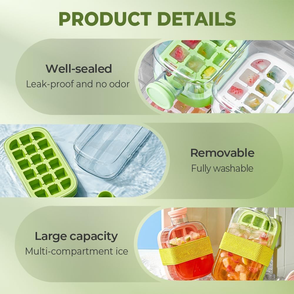 2 in 1 Portable Ice Cube Bottle with Straw