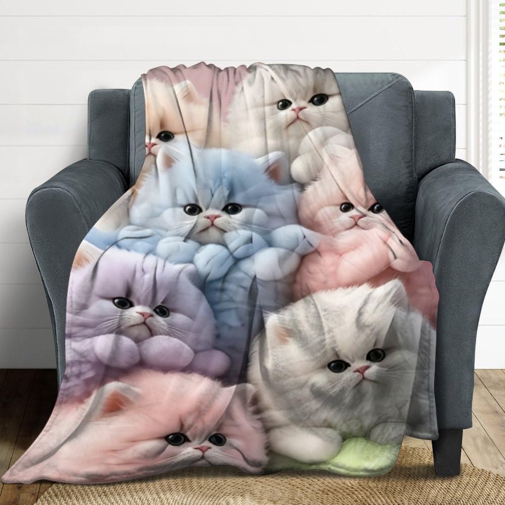 All Season Cute 3D Cat Flannel Comfortable Blanket