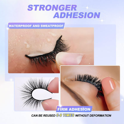 Self-Adhesive False Eyelashes, Glue-Free, 3-Second Application, Reusable, Beginner-Friendly