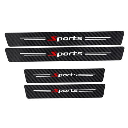 4PCS Pattern Carbon Fiber Door Sill Protection Strip Set