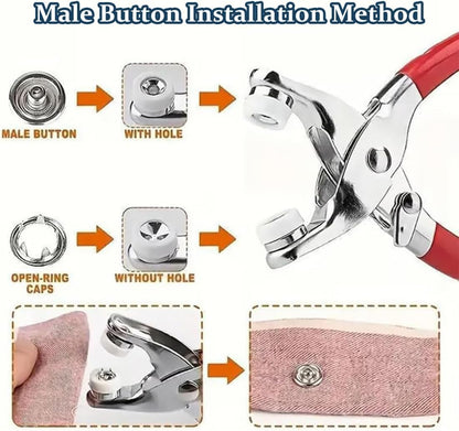 Manual Buckle Tool, Sewing Kit with 100pcs Metal Buttons