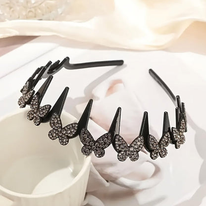 4pcs Butterfly Crystal Non Slip Headbands for Women
