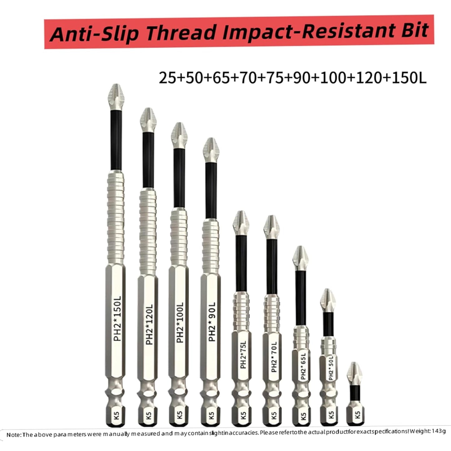 9-Pack High Magnetic Cross Head Drill Bit