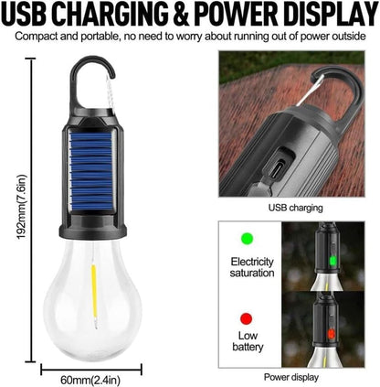 2 Pack Solar Rechargeable Waterproof Emergency Light Bulb