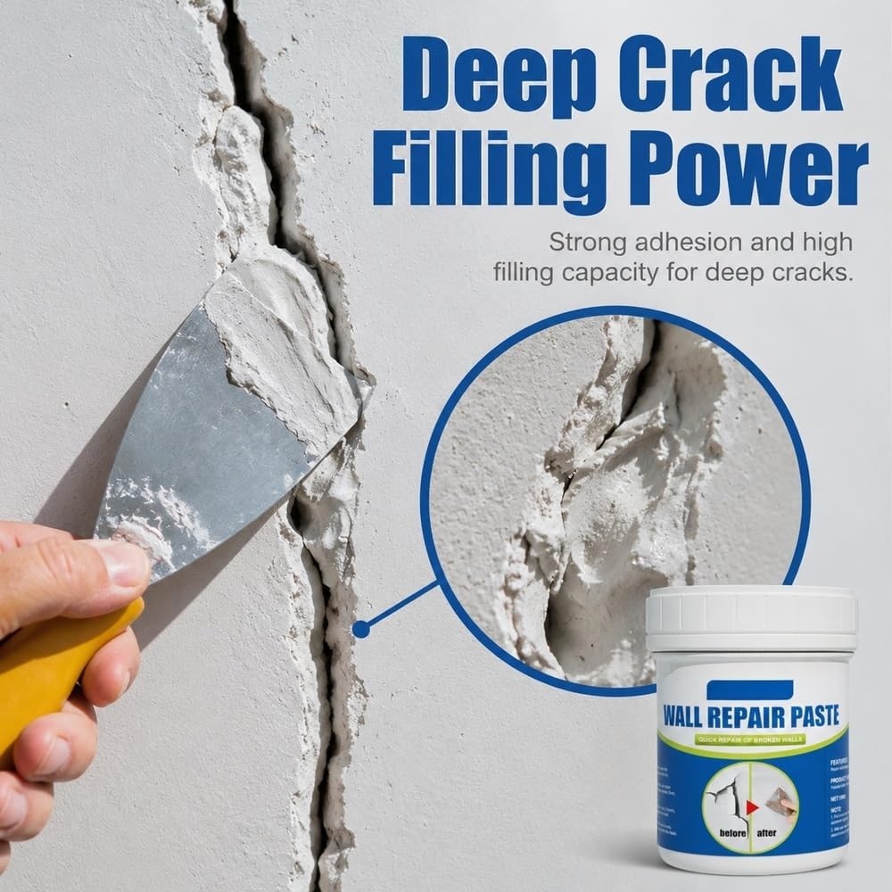 Wall Repair Paste, Crack Patch Filler for Stain Scratch Damage Restoration