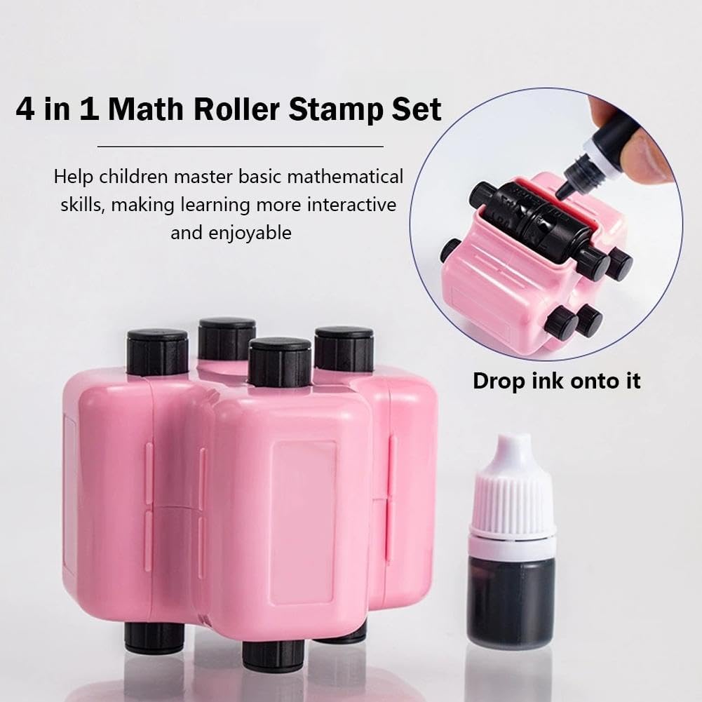 4 in 1 Math Roller Stamp and Addition Subtraction Multiplication Division Tool