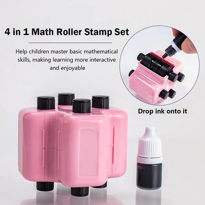 4 in 1 Math Roller Stamp and Addition Subtraction Multiplication Division Tool