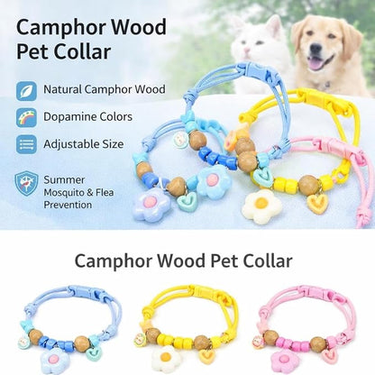 Camphor Wood Adjustable Pet Collar - Repels Mosquitoes, Fleas, And Lice.