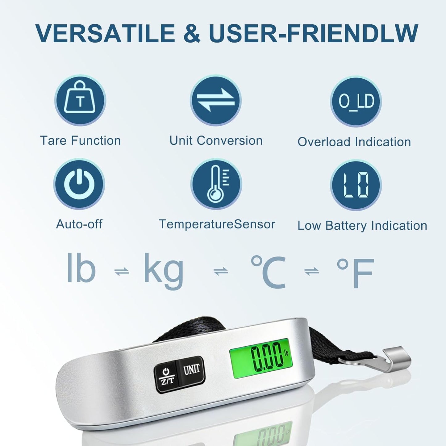 110lb Suitcase Weight Scale for Travel with Backlit LCD Display
