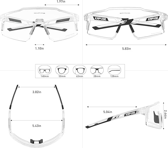 Photochromic Cycling Glasses, MTB Transparent Mountain Bike Sunglasses