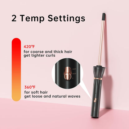 3/8 Inch Curling Iron - Ceramic Small Barrel Curling Iron with Adjustable Temperature