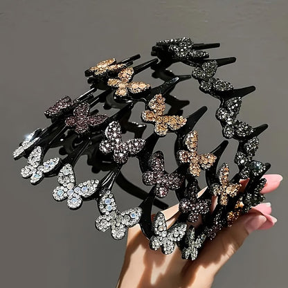 4pcs Butterfly Crystal Non Slip Headbands for Women