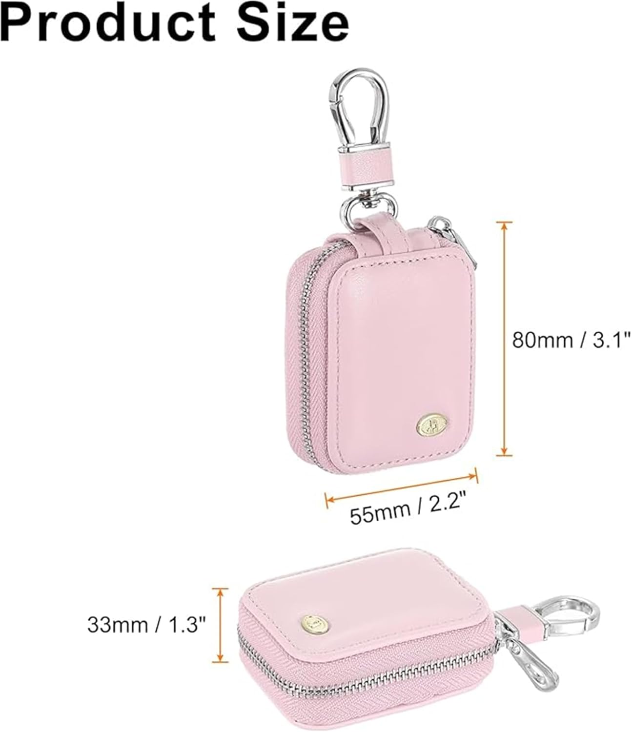 PU Leather Zipper Carrying Pouch Earbuds Bag with Keychain