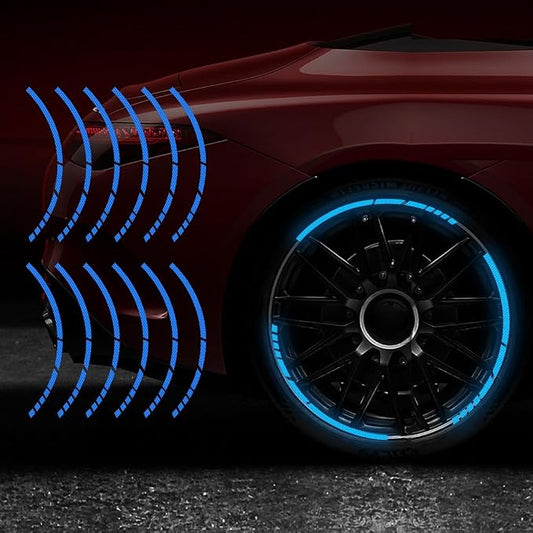 12PCS Strong Reflective Car Wheel Hub Stickers Auto Truck Motorcycle Bicycle Wheels Rim Decal