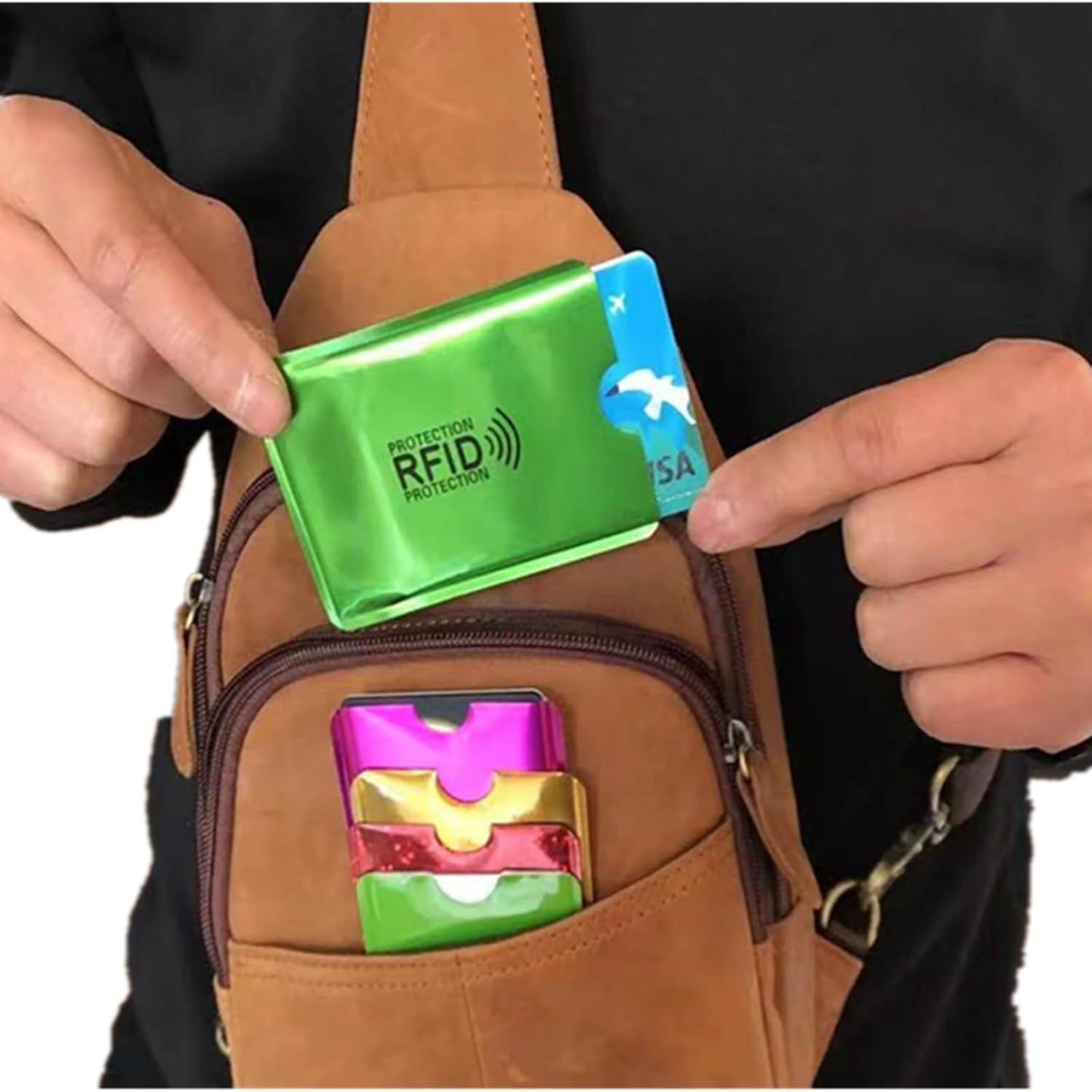 16 RFID Blocking Sleeves Set (12 Colorful Credit Card Protector RFID Blocking Sleeve & 4 RFID Passport Holder)