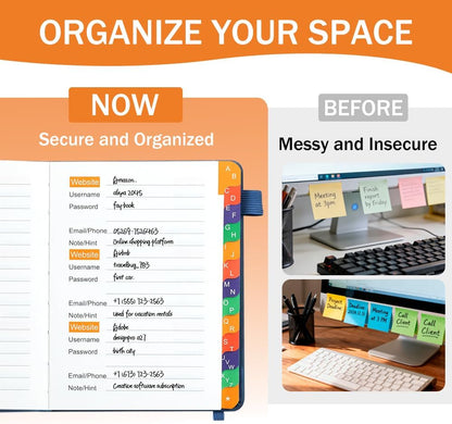B6 Colorful Indexed Password Book with Alphabetical Tabs