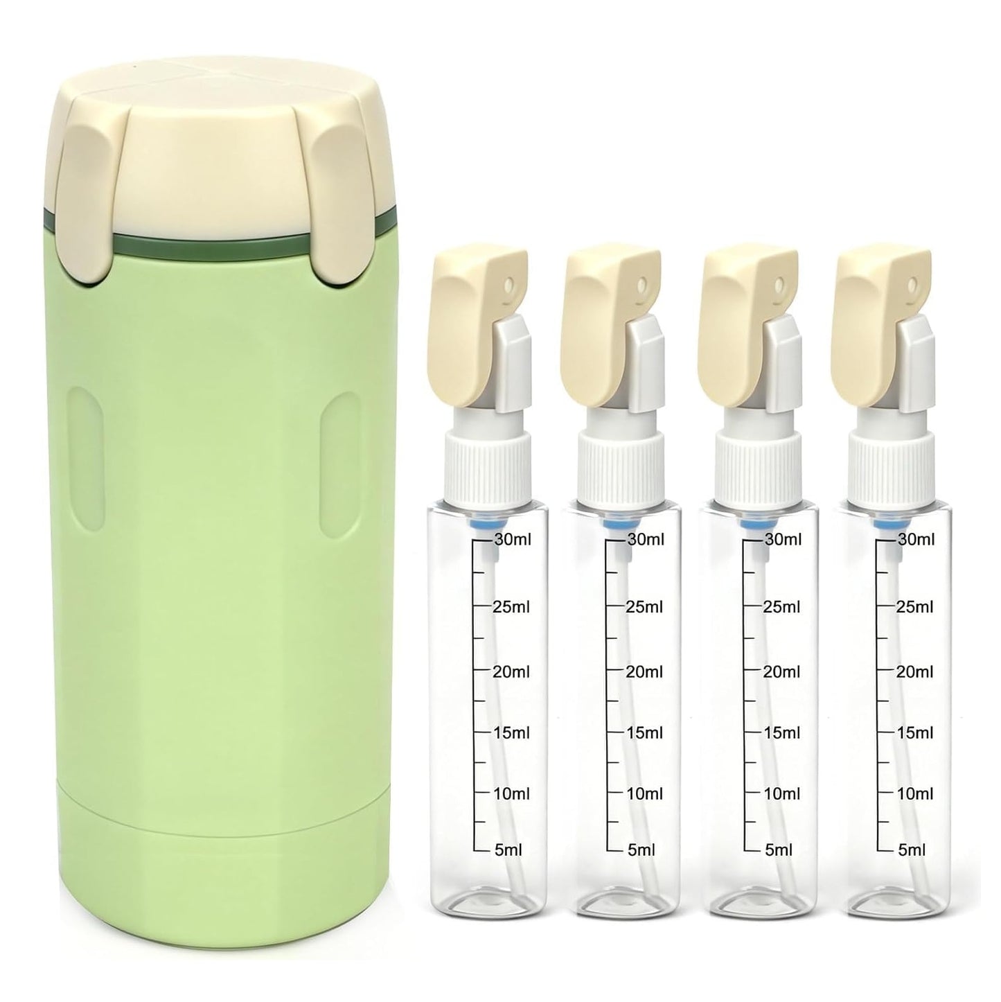 4-in-1 Travel Dispenser Bottle - Leak-Proof Refillable Silicone Squeeze Container with Lock