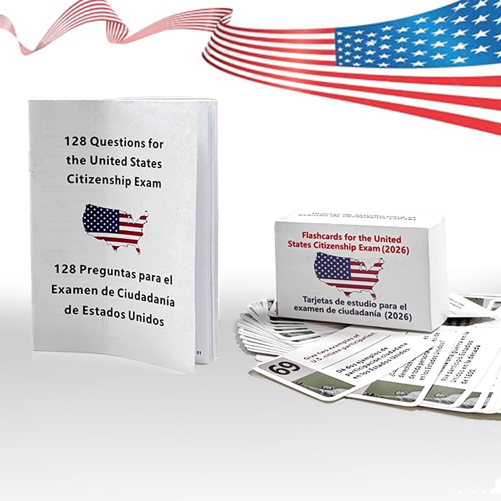 US Citizenship Bilingual Accelerated Flashcards Citizenship Study Guide Combo Set