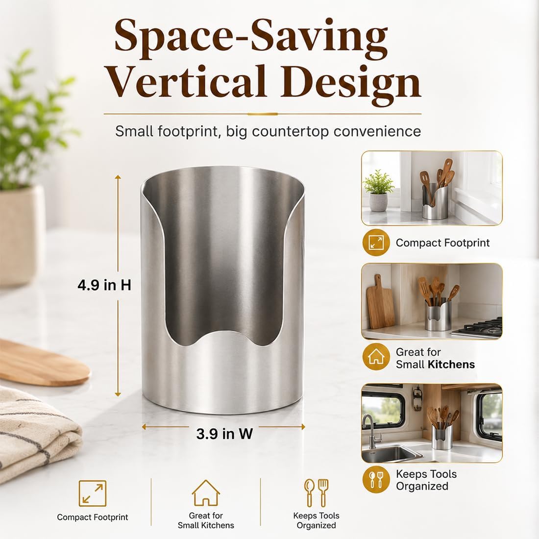2 PCS Stainless Steel Multi-functional Kitchen Utensil Holder